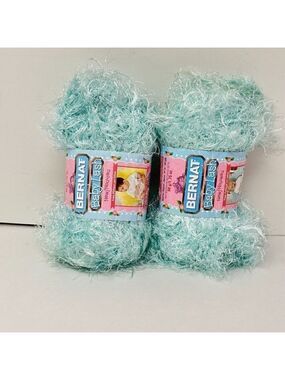 Bernat Baby Lash Yarn Lot 2 50 Grams 1.75 oz Gentle Green Blue 161067 Soft